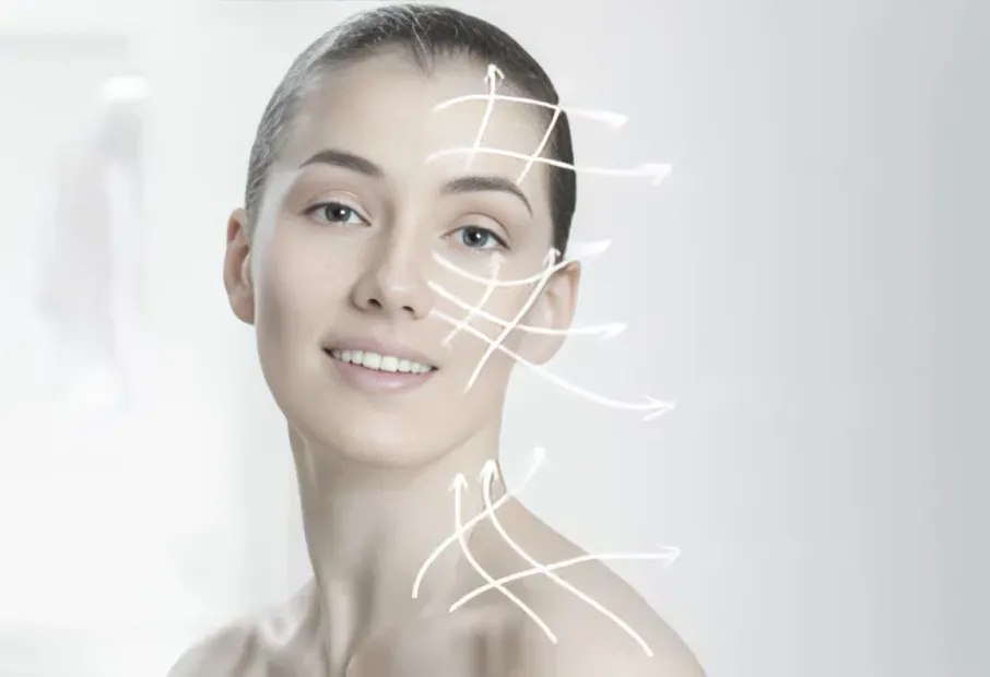 Dr. Kleanthous Kosmetik GmbH – Schönheit und Anti-Aging – Dieses Bild veranschaulicht ästhetische Gesichtsbehandlungen wie ein nicht-chirurgisches Facelifting, Hautfüller oder Gesichtsmassagetechniken.